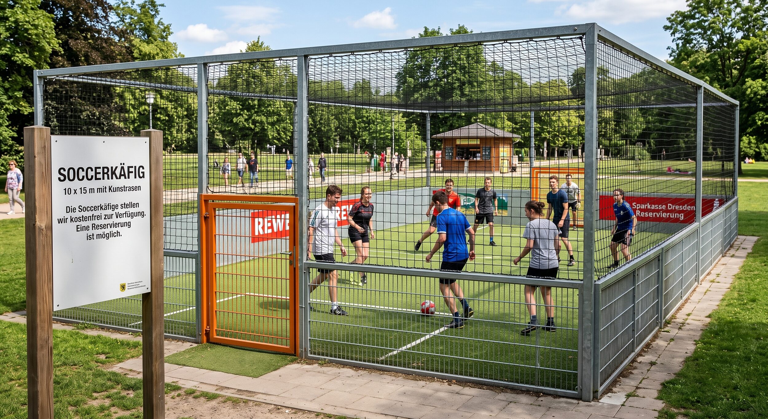 Soccerkäfig mit Kunstrasen